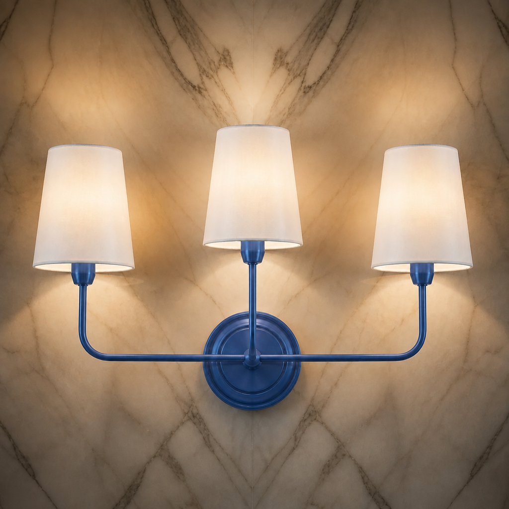 Antique Azurite Three-Light Silk Wall Sconce