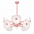 Pink Four-Light Marbled Glass Chandelier