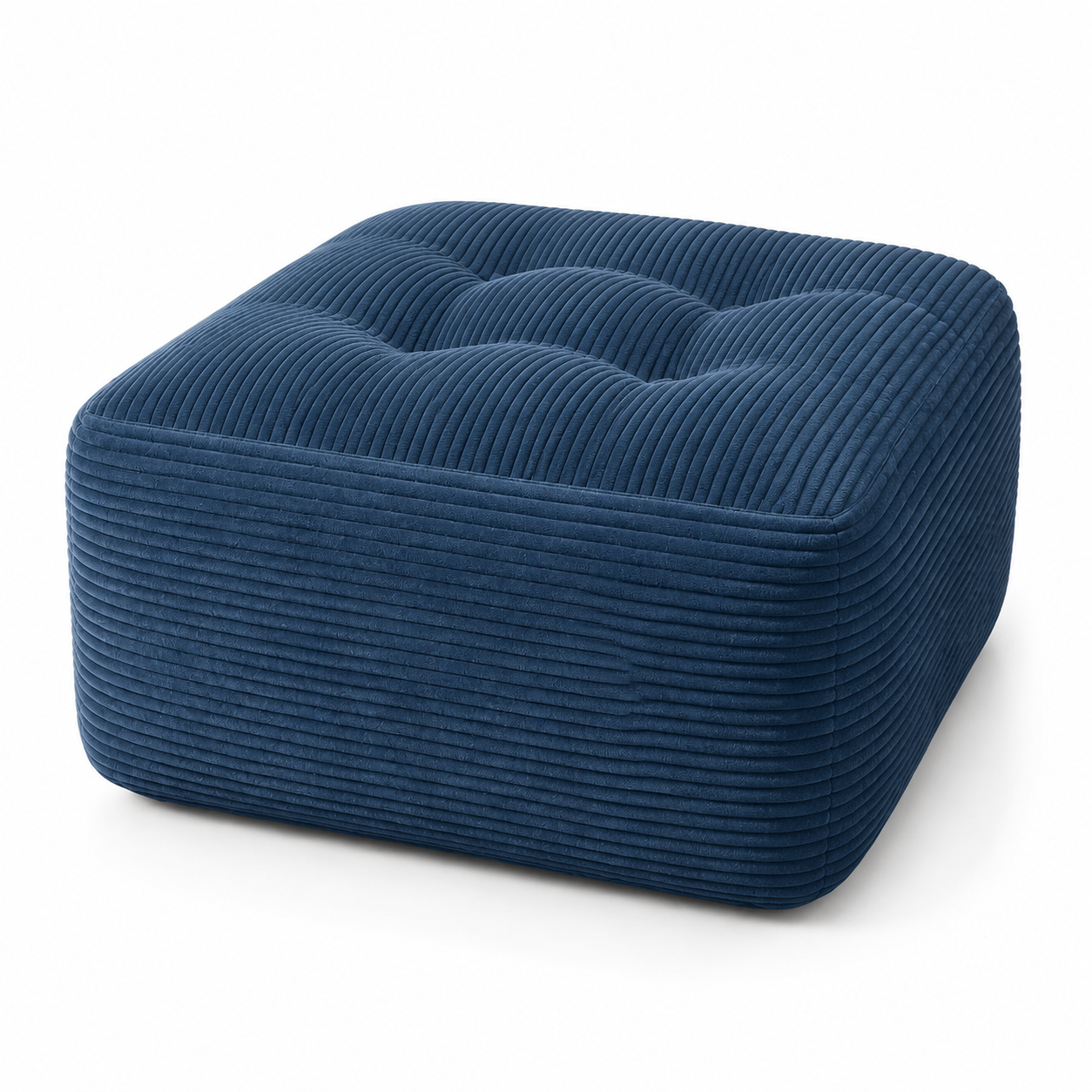 Blue Jumbo-Corduroy Square Ottoman