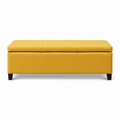 Yellow Bonded-Leather Storage Bench Ottoman
