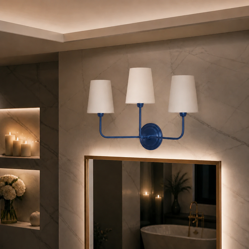 Antique Azurite Three-Light Silk Wall Sconce
