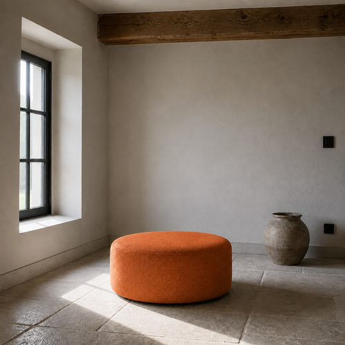 Callum 29-Inch Heathered Orange Round Ottoman