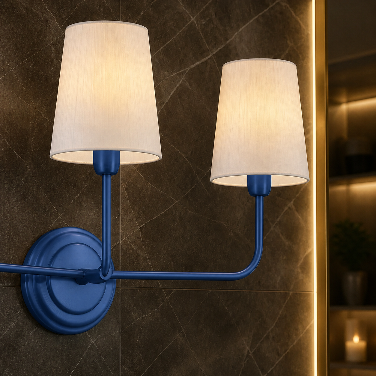 Antique Azurite Three-Light Silk Wall Sconce